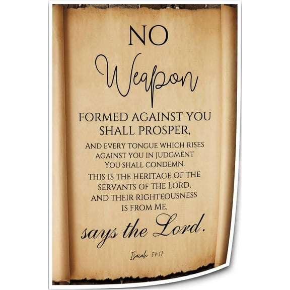 Isaiah 54 17 No Weapon Formed Against You Shall Prosper Bible Verse Wall Artwork Prints Modern Pictures for Living Room Giclee Painting