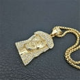 thumbnail image 5 of Lovelords Hip Hop 14k Yellow Gold Jesus Pendant Chain Necklace Men Ice Out Paved Full Shining Crystal Jesus Head Face Charm Necklace Jewelry, 5 of 5