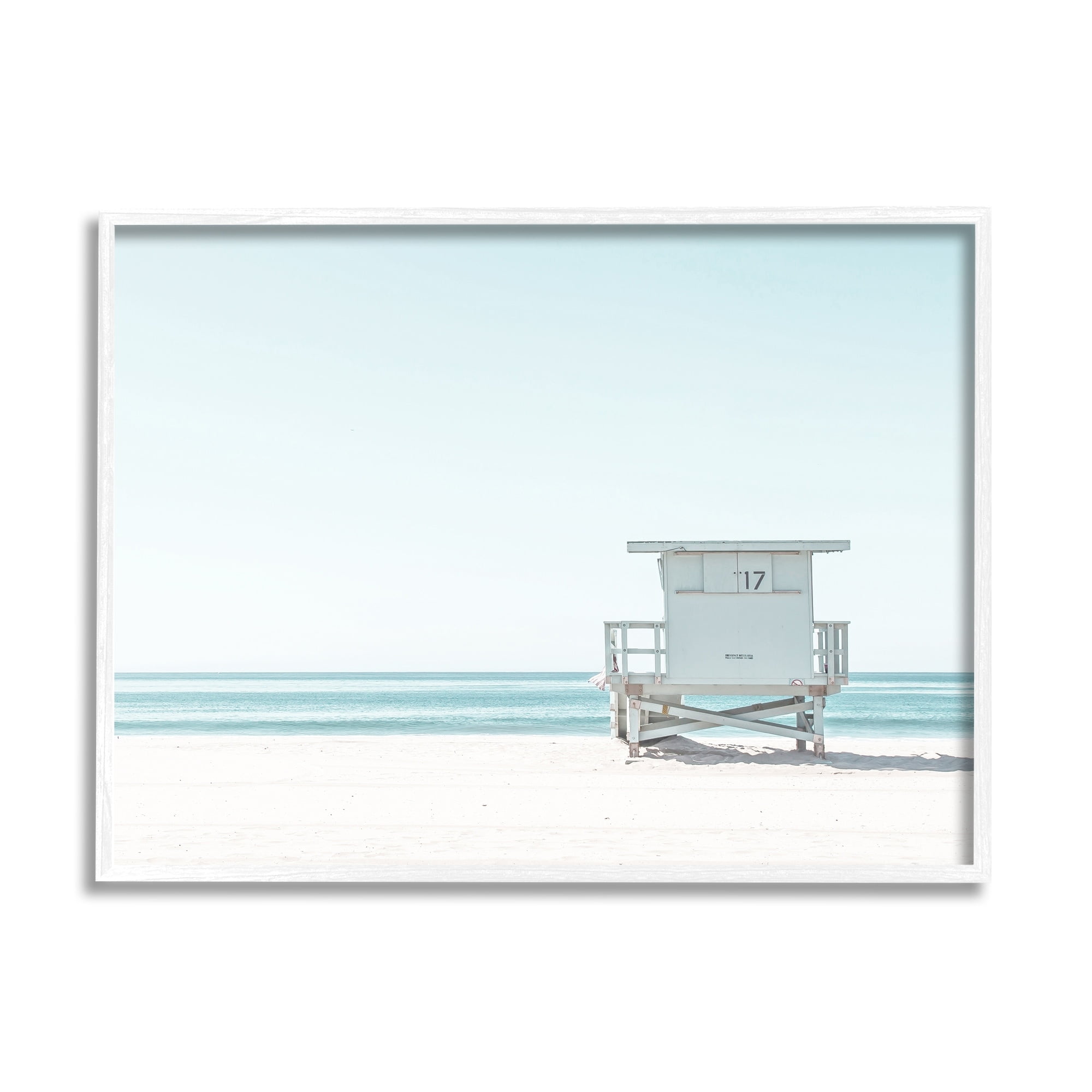 Stupell Industries Sun Bleached Blue Coast Lifeguard Shelter Summer Photography, 20 x 16, Design by Leah Straatsma