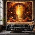 thumbnail image 6 of Autumn Woodland Gateway With Center Ornate Wrought Iron, Mystical Fantasy for Space Lovers, Galaxy Room Decor, Halloween Gift, Tapestry Wall Hanging for Bedroom and Dorm, 6 of 7