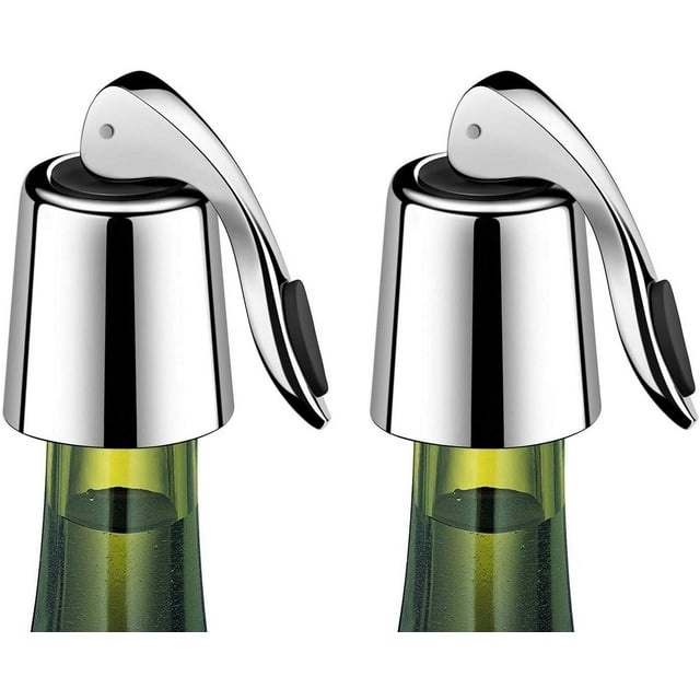Tapón para botella de vino de acero inoxidable, tapón para botella de vino con silicona, tapón para botella de bebidas expandible, ahorrador de vino reutilizable, sellador de botellas mantiene el