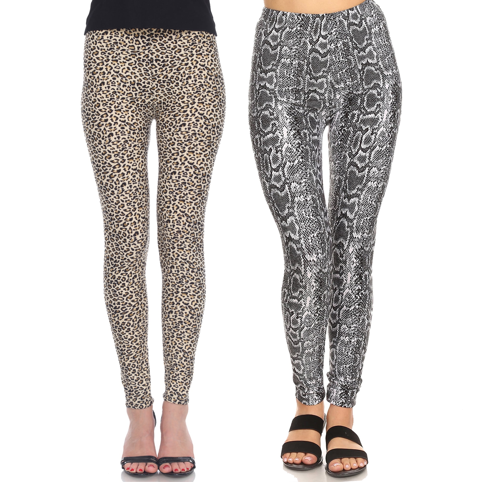 White Mark Women's Plus Size Pack of 2 Printed Leggings