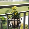 thumbnail image 2 of 1PCS Round Hanging Railing Planters, Iron Small Flower Pot Holders Plant Holder Over The Rail Metal Fence Planters Easy Hang Durable Railing Flower Basket For Patio Balcony Porch Indoor Outdoor, 2 of 5