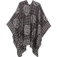thumbnail image 2 of Cape Châle Réversible Florale à la Mode des Femmes - Noir, Motif de Cardigan de Pull Châle, 2 of 5