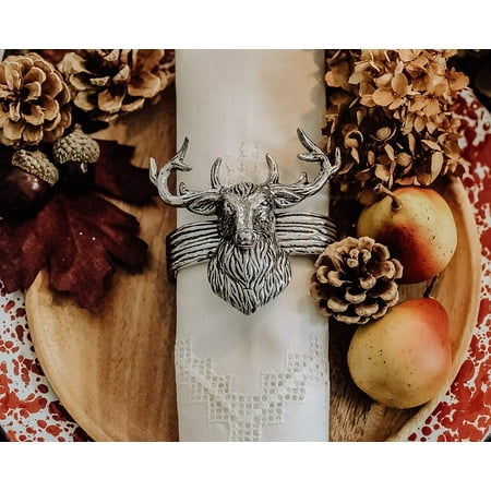 

Aluminum Napkin Rings With Elk Head Rustic Table Style Collection Set Of 4 Artisan Crafted Designer Rings 3 Inch X 3 Inch
