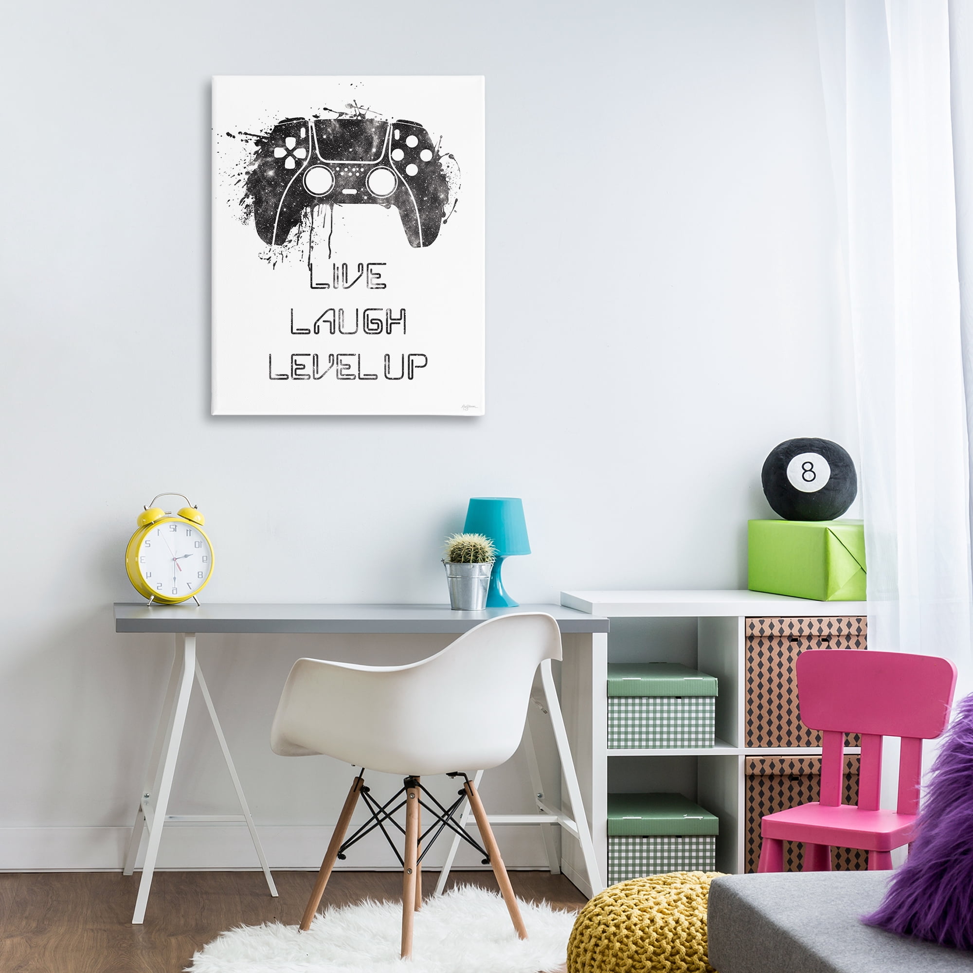 Stupell Industries Live Laugh Level Up Typography Painting Gallery Wrapped Canvas Art Print Wall Art, 30 x 40