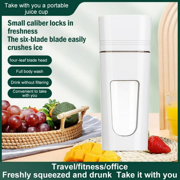 Licuadora portátil de 350 ml, minilicuadora eléctrica, exprimidor de frutas y verduras, para cocina, fitness y viajes, color blanco