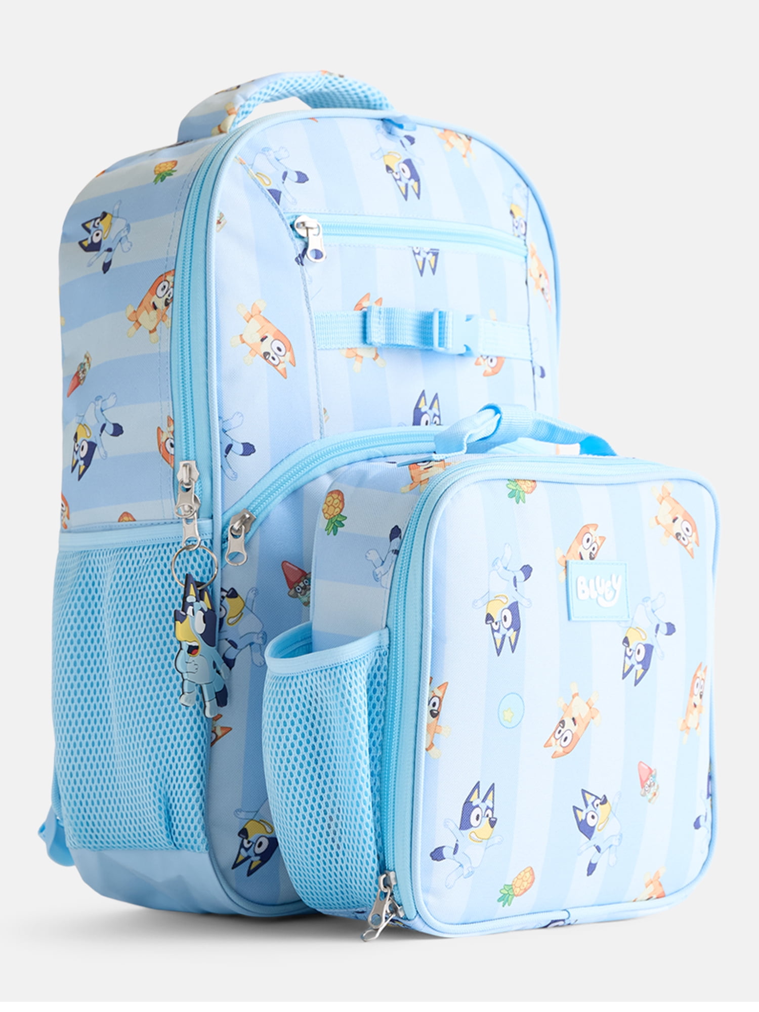 BBC Bluey Unisex Striped Sister Dance Backpack Set with Lunch Bag and Headphones, 3 Piece
