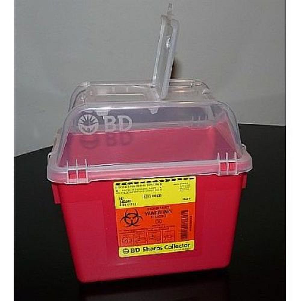 Multi-purpose Sharps Container BD™ Nestable 10.07 X 7.09 X 9.84 Inch 8 Quart Red Base Clear Lid Open Top