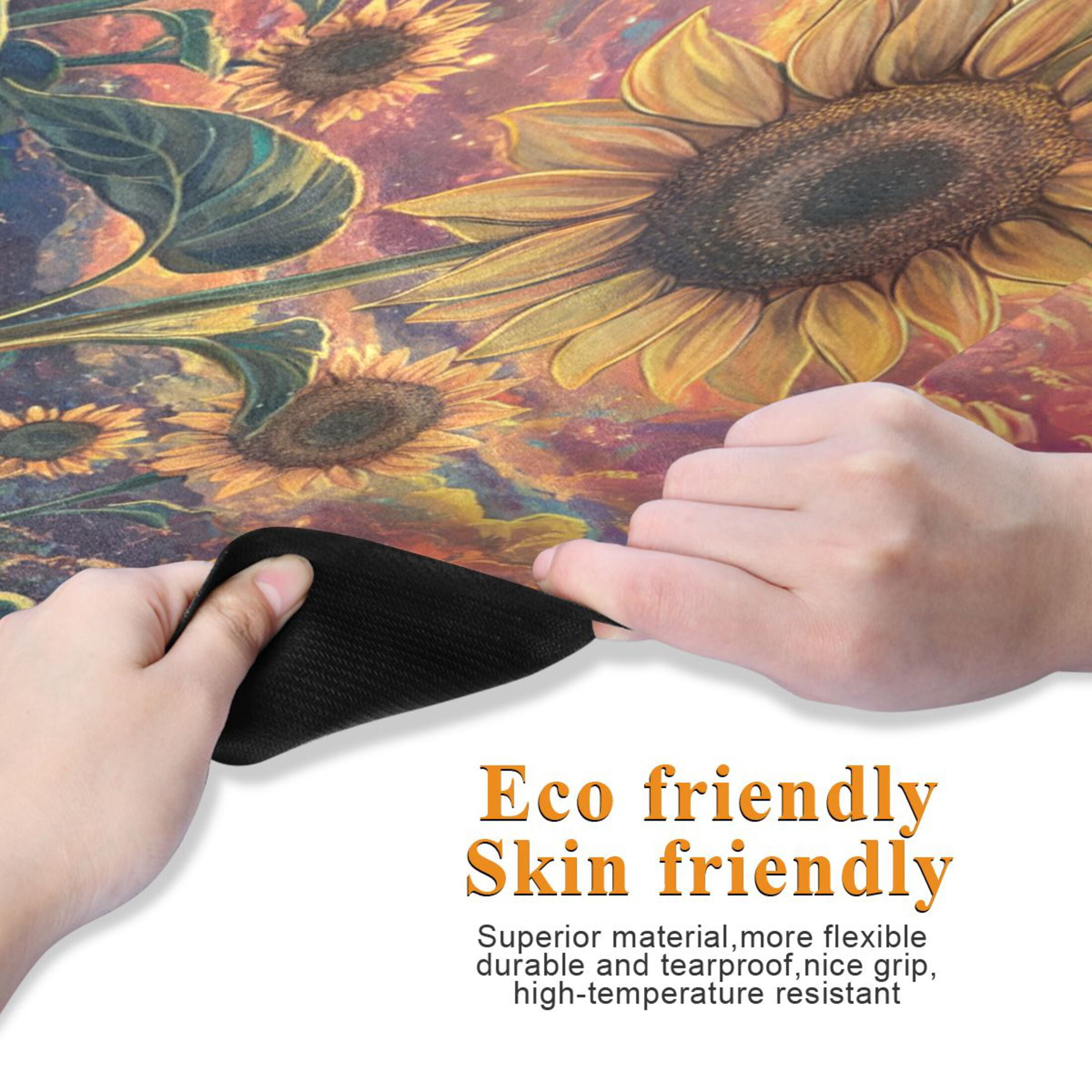 BZSMCE Yoga Mat Women Sunflowers under A Cosmic Sky Fitness Mat