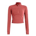 thumbnail image 4 of HAPIMO Women's Fashion Tops Quick Drying Long Sleeve Jackets Outfits Casual Yoga Sports Stand Collar Zipper Pullovers Slim Stretch Shirts Vacation Workout Red S, 4 of 4
