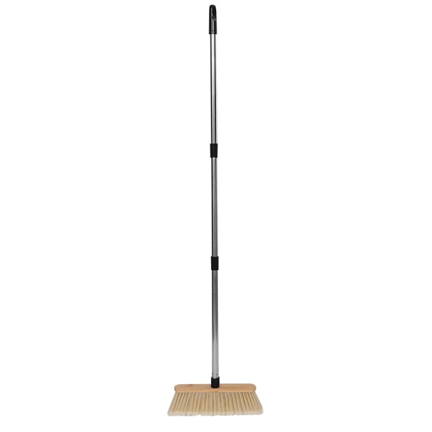 Juego de escobas de jardín: Escoba de bambú resistente para exteriores con mango de acero inoxidable, cepillo de cerdas duras para limpiar jardines, patios, garajes y suelos de madera.