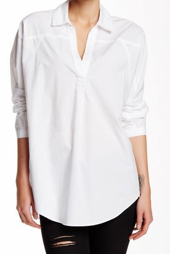 14th & Union - 14th & Union NEW White Womens Medium M Collar Hi-Low ...