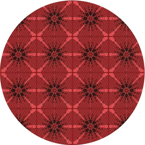 Ahgly Company Machine Washable Indoor Round Transitional Red Area Rugs, 4' Round