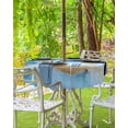 thumbnail image 3 of Fsddascl Marble Blue Ombre Outdoor Tablecloth - 54 Inch Round Dining Table Cover, Modern Abstract Aesthetics Golden Waterproof Outdoor Table Cloth with Umbrella Hole & Zipper for Picnic/Patio/Party, 3 of 7