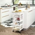 thumbnail image 5 of White Kitchen Island - With Drawer For Cosmetics And Kitchenware Utility Cart Solid Wood Frame Organizing Household Items, 5 of 6