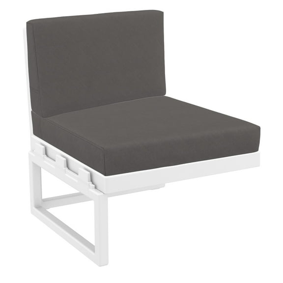 Luxury Commercial Living 30" White Outdoor Patio Extension Lounge Chair with Charcoal Sunbrella