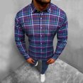 thumbnail image 2 of Playeras Y Camisas Para Hombre Hombres manga larga Otoño Invierno Casual Plaid impreso camisas Top blusa camisas (Dark Blue, L), 2 of 7