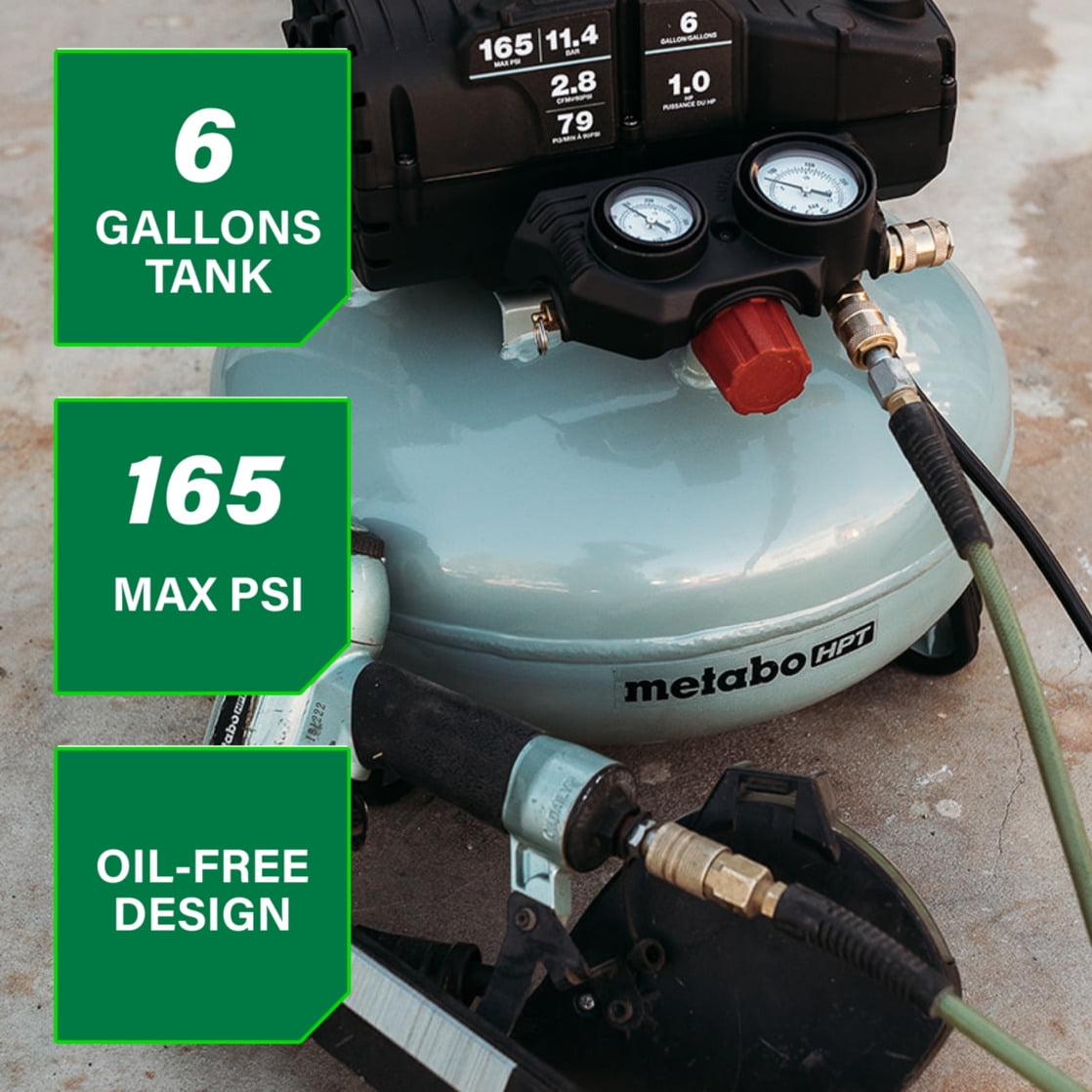 Metabo HPT Pancake 6 Gallon Air Compressor, Oil-Free, EC711S