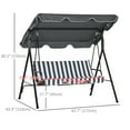 thumbnail image 3 of Outsunny 3-Seat Patio Swing Chair with Adjustable Canopy Grey and White, 3 of 10