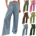 thumbnail image 6 of Yuanlook Women's Wide Leg Pants,High Waist Palazzo Loose Casual Trousers Comfy Beach Straight Leg Slacks with Pockets, 6 of 6