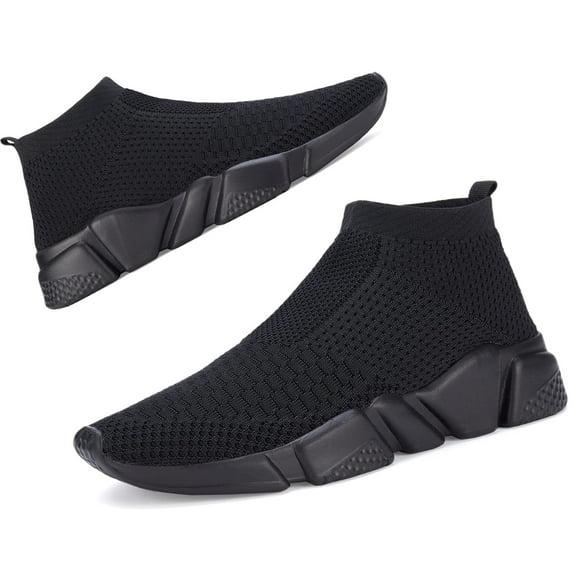 Santiro Slip On Sneakers Women Lightweight Walking Shoes Comfortable Gym Athletic Shoes Fashion Running Tennis Shoes All Black 8 US