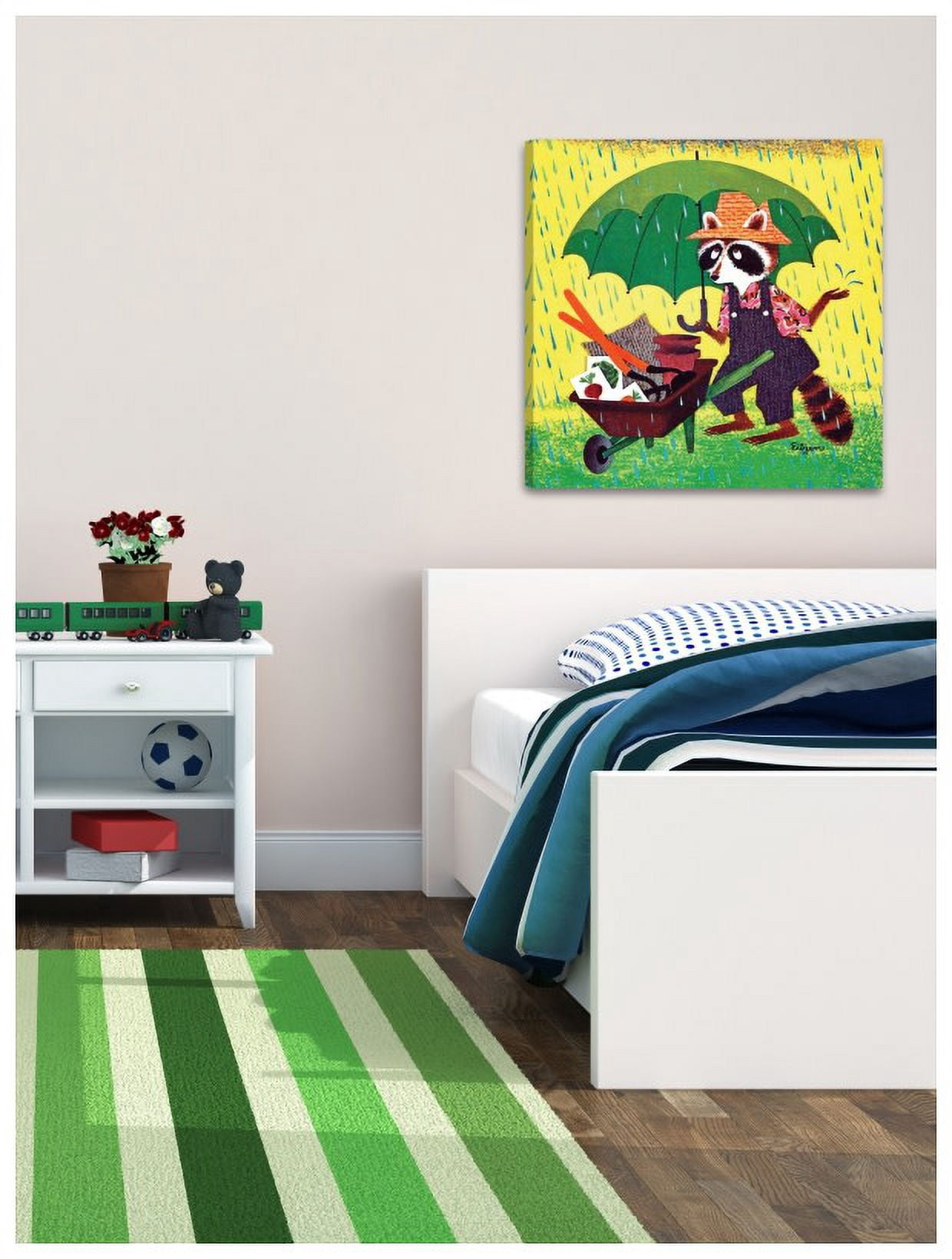 Marmont Hill "Raccoon with Umbrella" by Curtis Painting Print on Canvas