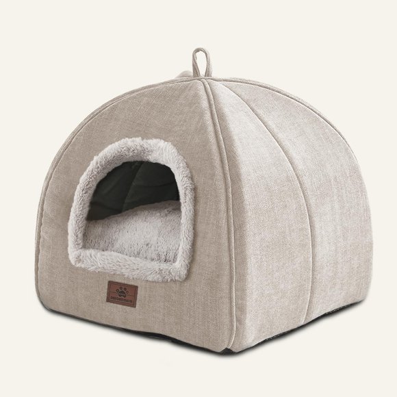 Cama para Gatos WINDRACING Casa Tienda para Gatos con Almohada Lavable Beige
