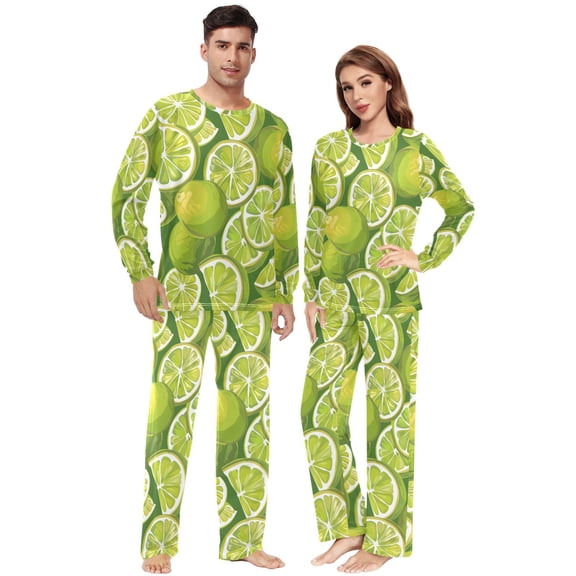 Matching Pajamas for Couples Lemon His and Hers Pajamas Sets Soft Long Sleeve Sleepwea