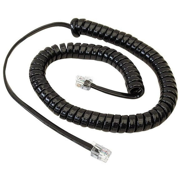 PRO SIGNAL - Black RJ10 Plug to Plug Coiled Telephone Handset Cable - 1.4m