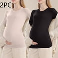 thumbnail image 2 of Annhoo 2pc Maternity Casual Blouse Solid Color Long Sleeve Crew Neck Shirts Comfy Pregnancy Dressy Tunic Tops Basic Clothes, 2 of 4