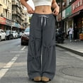 thumbnail image 4 of Pants for Women Wide Leg Sweatpants Solid Color Loose Elastic Waist Drawstring Bow Tied Strap Sweatpants Fall Sweatpants with Pockets Casual Lounge Travel Pants, 4 of 9