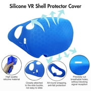 Accessories For Oculus Quest 2, 2023 Upgraded VR Silicone face Cover, Quest 2 Touch Controller Grip Cover, Protective Lens Cover, Disposable Eye Cover, Thumb Button Cap, Blue