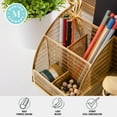 thumbnail image 4 of Martha Stewart Ryder Gold Mesh Metal Small Desktop Organizer for Office Accessories, Notebooks, Pen Holder and Drawer, 4 of 11