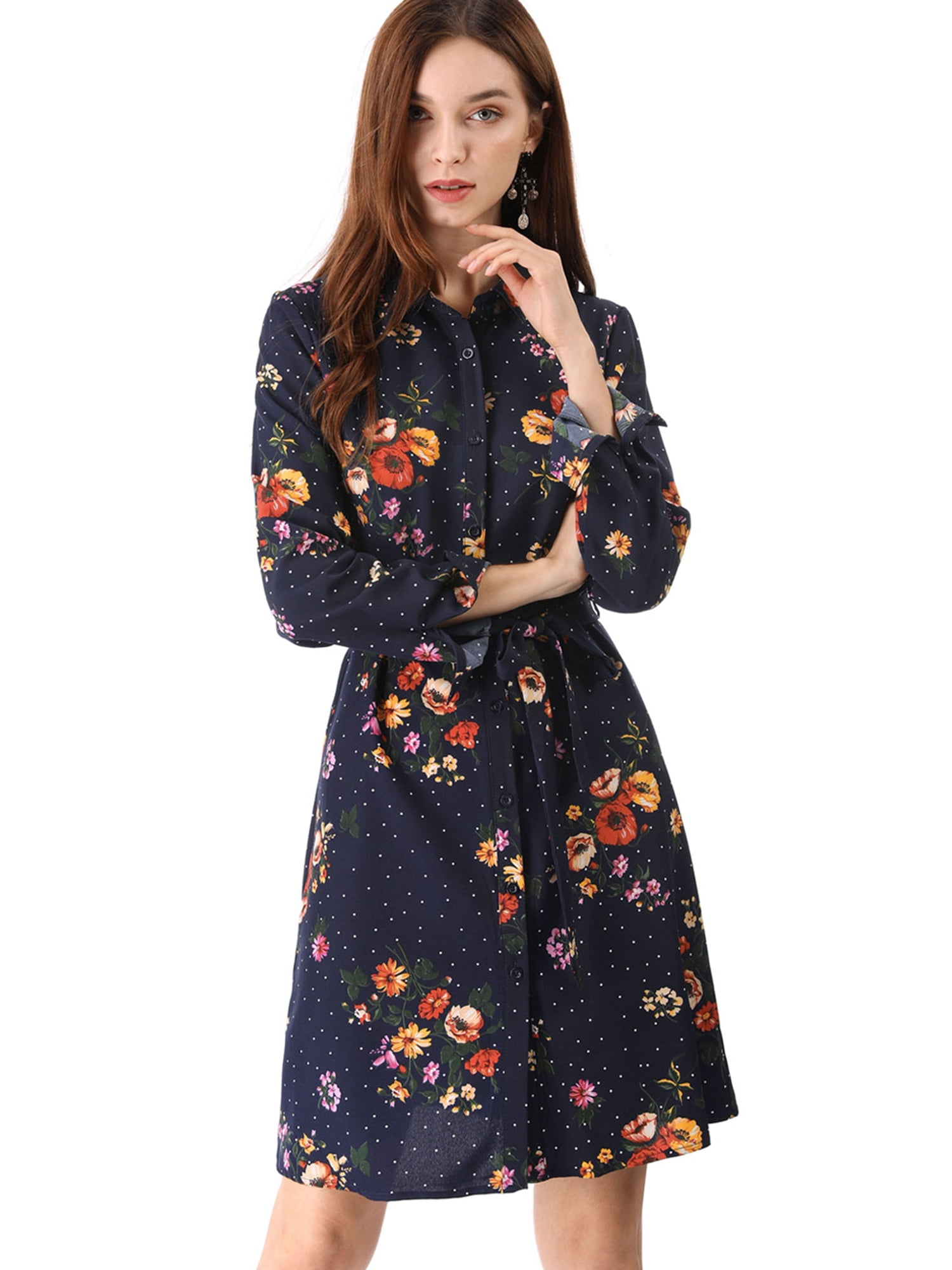 dark blue shirt dress