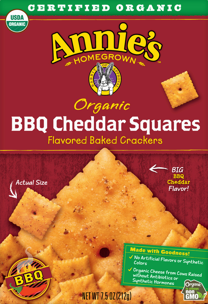 Annie's Organic BBQ Cheddar Squares Baked Crackers, 7.5 oz Walmart