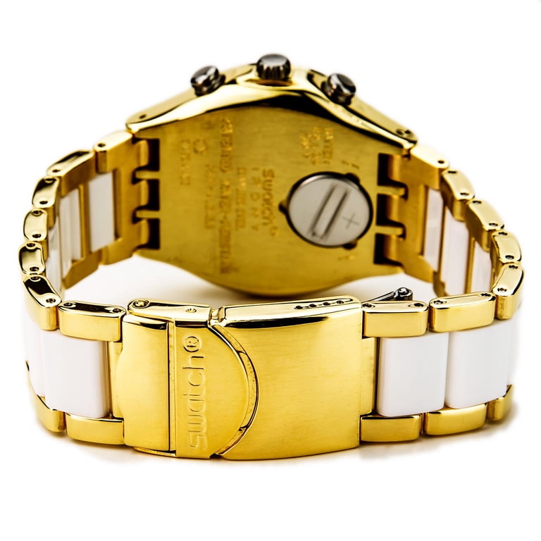 Swatch Yellow and White Chronograph Watch Swatch YCG407G Unisex Dreamwhite Yellow White Dial Two Tone  main image 2