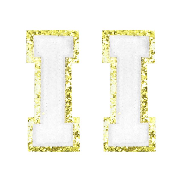 Parche de letra Uxcell Chenille de 2.2" autoadhesivo I para reparación de ropa (blanco, paquete de 2)