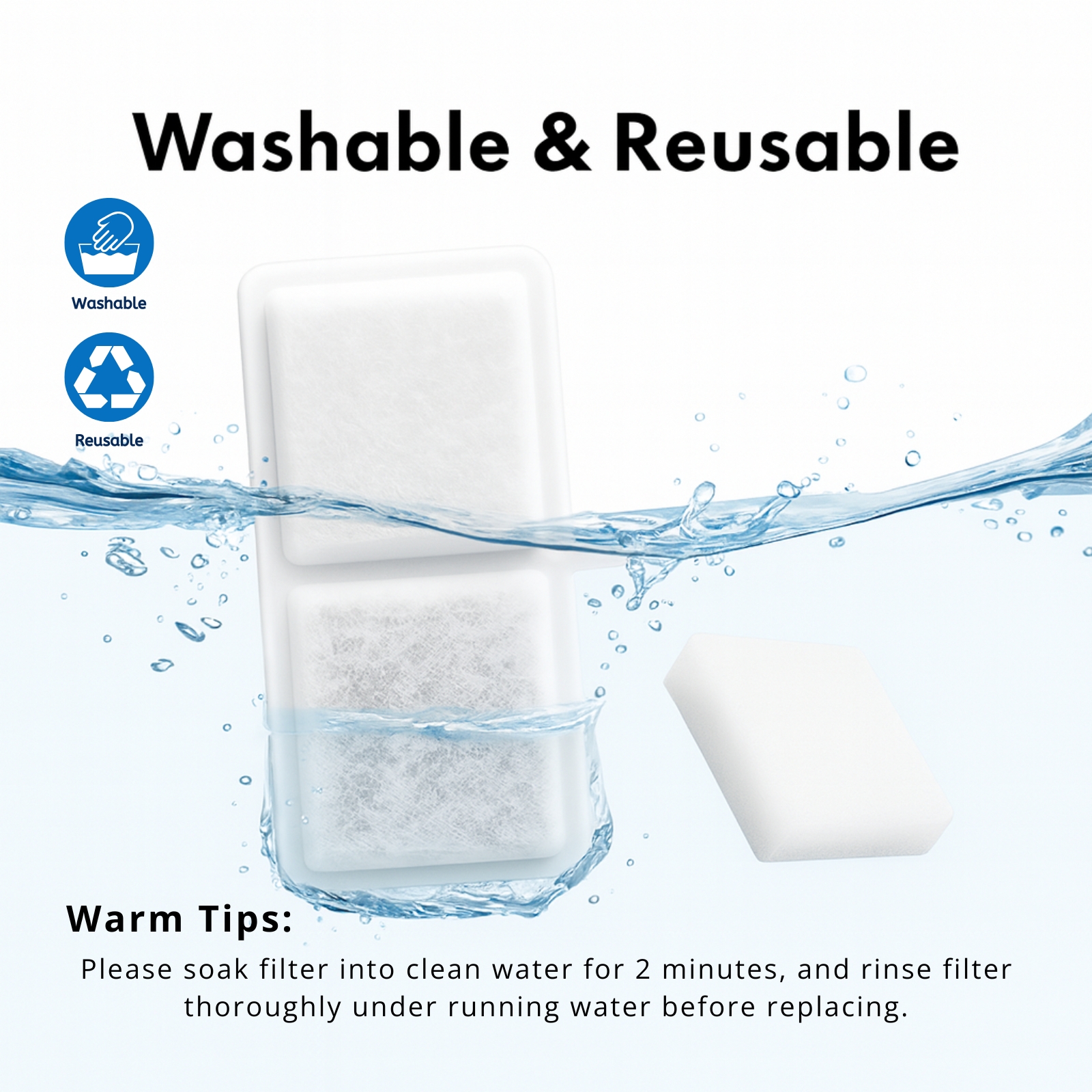 Nispira Cat Water Fountain Filters Compatible with Kastty Battery Operated 108oz/3.2L Pet Fountain, Activated Carbon Replacement Filters, 16 Pack
