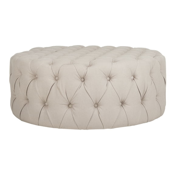 SAFAVIEH Charlene Modern Glam Solid Tufted Cocktail Ottoman, Sweet Pea Green