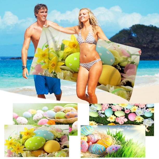 Toalla de Playa de Microfibra, Súper Colorida, Resistente a La Arena, Multiusos, para Viajes, Piscina, 76 X 152 Cm