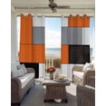 thumbnail image 4 of Burnt Orange Black Grey Blackout Curtains 63 Inches Long for Bedroom,Modern Irregular Geometric Abstract Thermal Insulated Room Darkening Black Out Window Curtain Panels Grommet Living Room Drapes, 4 of 8