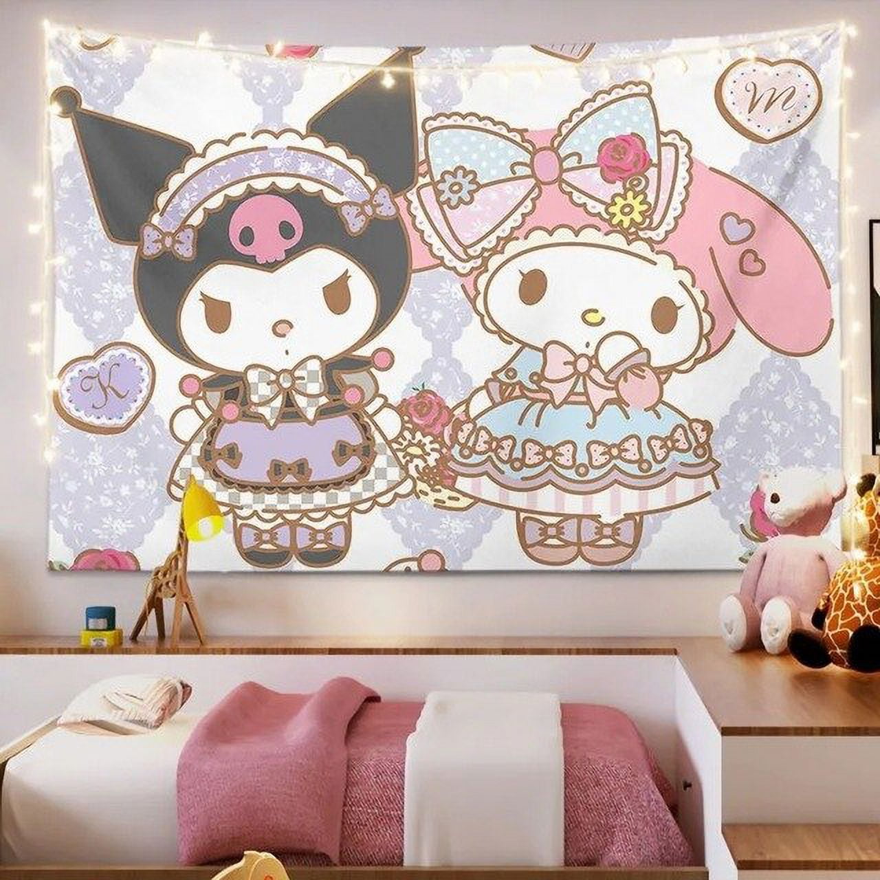 Halloween Hello Kitty Tapestry Sanrio Room Decor Cartoon Plush Wall Hanging Blanket Bedroom Poster Wall Sticker Background Cloth Other 150x130cmwith L