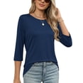 thumbnail image 4 of MOSHU 3 Pack 3/4 T Shirts for Womens Crew Neck Womens Shirts Dressy Basics Tees Casual Loose Fit Fall Tops, 4 of 11