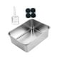 thumbnail image 3 of Caja de arena de acero inoxidable, arenero para gatos, cuenco de limpieza para gatos, contenedor de arena para gatos 50x35x15cm, 3 of 9