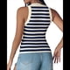 thumbnail image 2 of Camisetas Deportivas A Rayas para Mujer con Sujetador Incorporado para Entrenamiento Físico y Running. Rayas Azules M, 2 of 7