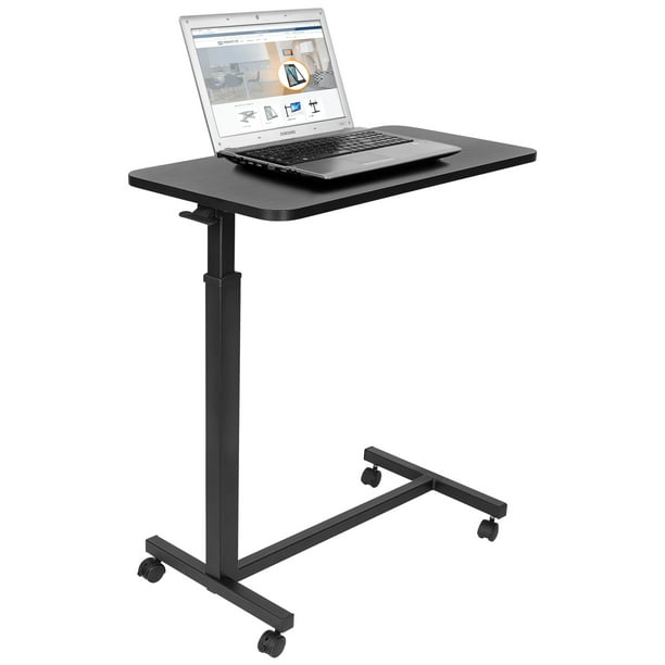 MountIt! Overbed Table with Wheels Flat Rolling Bed Side Tray Table