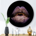 thumbnail image 2 of Designart 'Sexy Golden Metallized Woman Lips V' Modern Circle Metal Wall Art 11x11 - Disc of 11, 2 of 5
