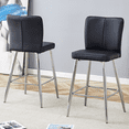 thumbnail image 3 of Ciphrias Bar Stools Set of 2, Black PU Leather Upholstered Counter Height Chairs with Backrest Footrest Silver Metal Legs for Kitchen Island Bar, 3 of 8