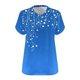 thumbnail image 5 of Camisetas Casuales de las Mujeres Más Tamaño V-Cuello Impresión Manga Corta Color Sólido Base de Verano Superior, Ligero para Diario, 5 of 9